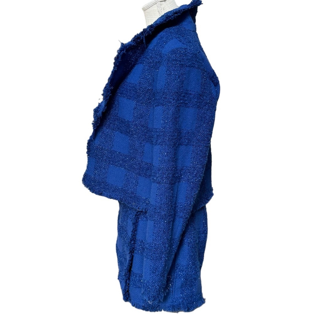 House of Harlow 1960‎ Womens 2pc Blue Wool Tweed Blazer & Skirt(Skort) Set Sz. M - Picture 2 of 16